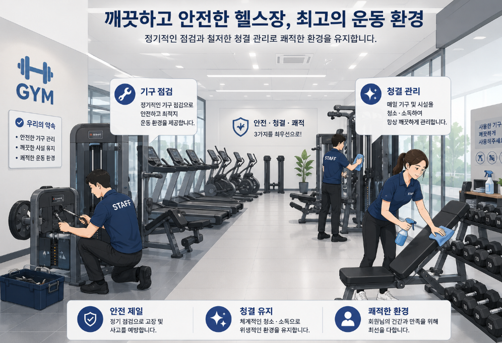 고장 없는 기구와 깨끗한 시설로 회원을 유지하는 시설 관리