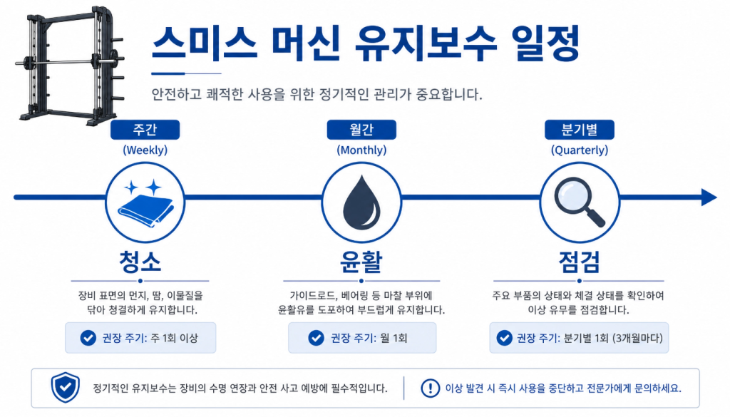 청소 윤활 점검으로 스미스머신 소음 걸림을 예방하는 정기 관리