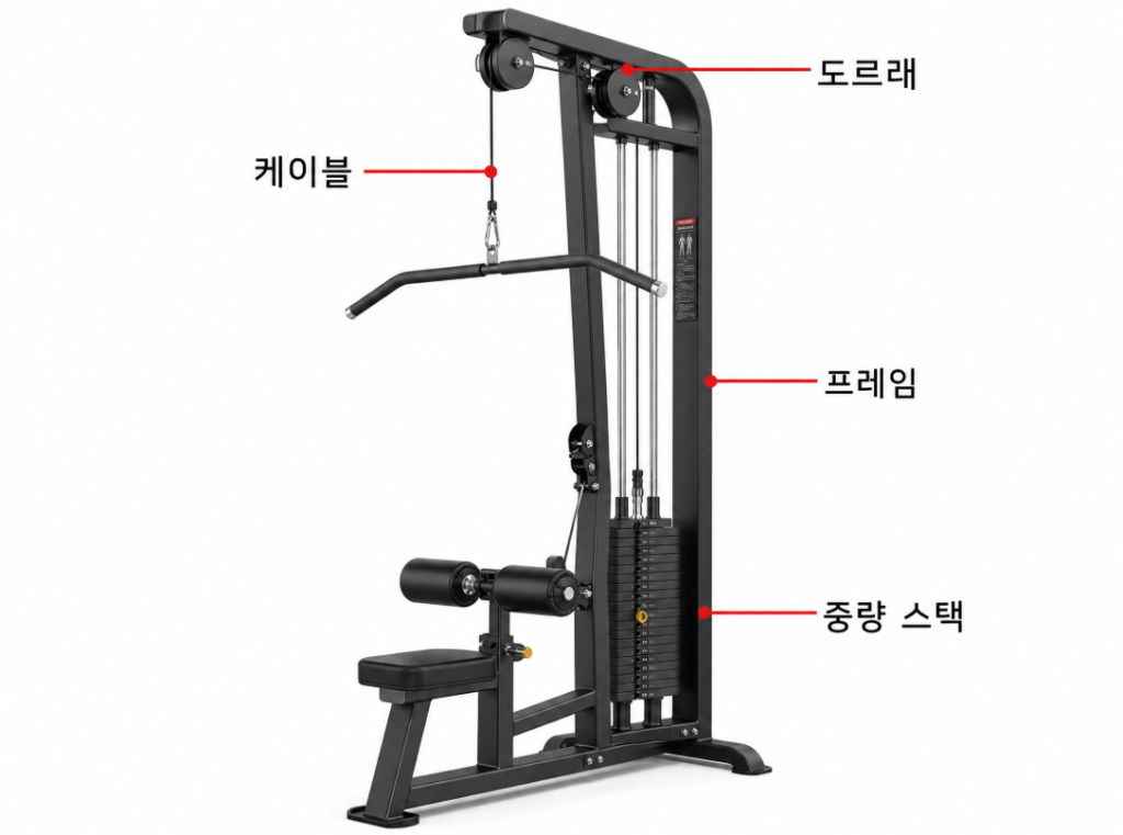 케이블과 도르래 품질이 중요한 상업용 랫풀다운 머신