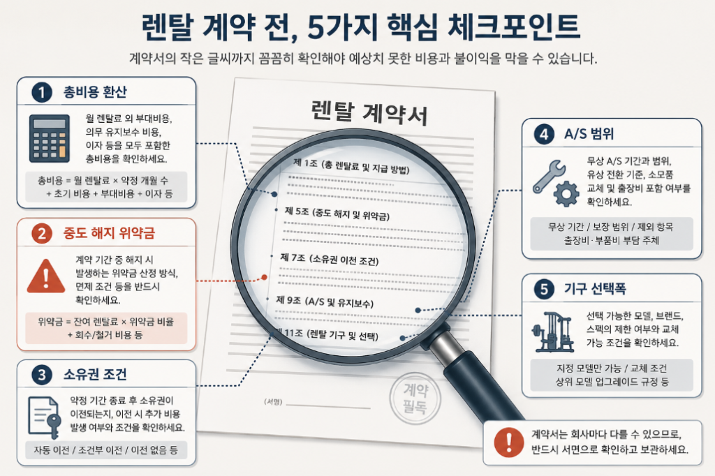 총비용과 위약금 소유권 등 렌탈 계약에서 확인할 다섯 가지