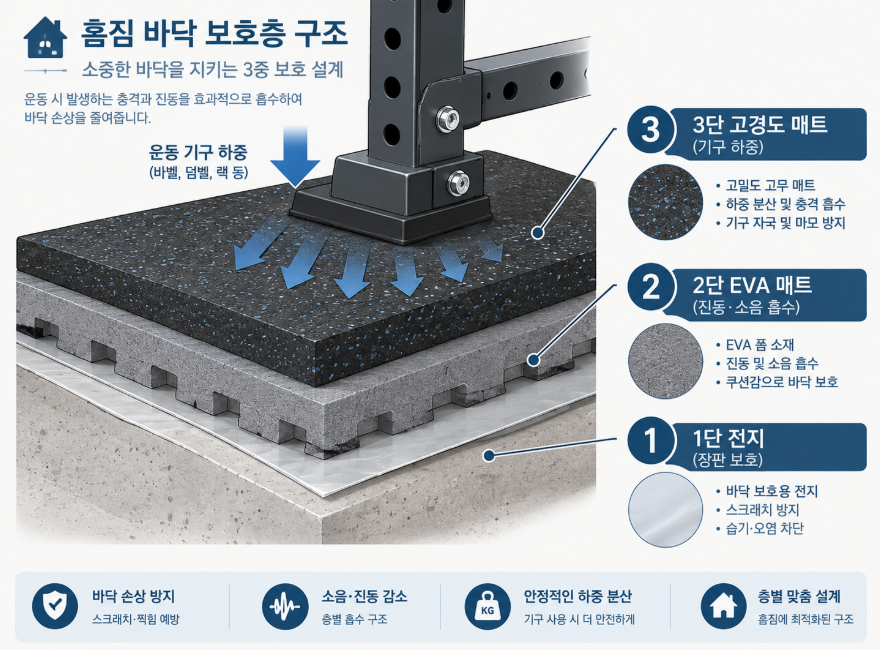 홈짐 바닥 3단 작업 전지 EVA 매트 고경도 매트